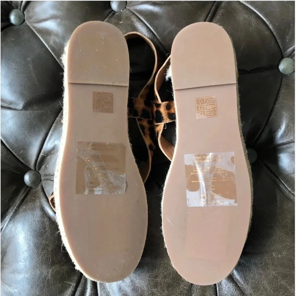 New Madewell Malia Asymmetrical Espadrille Sandal calf Hair animal print straps